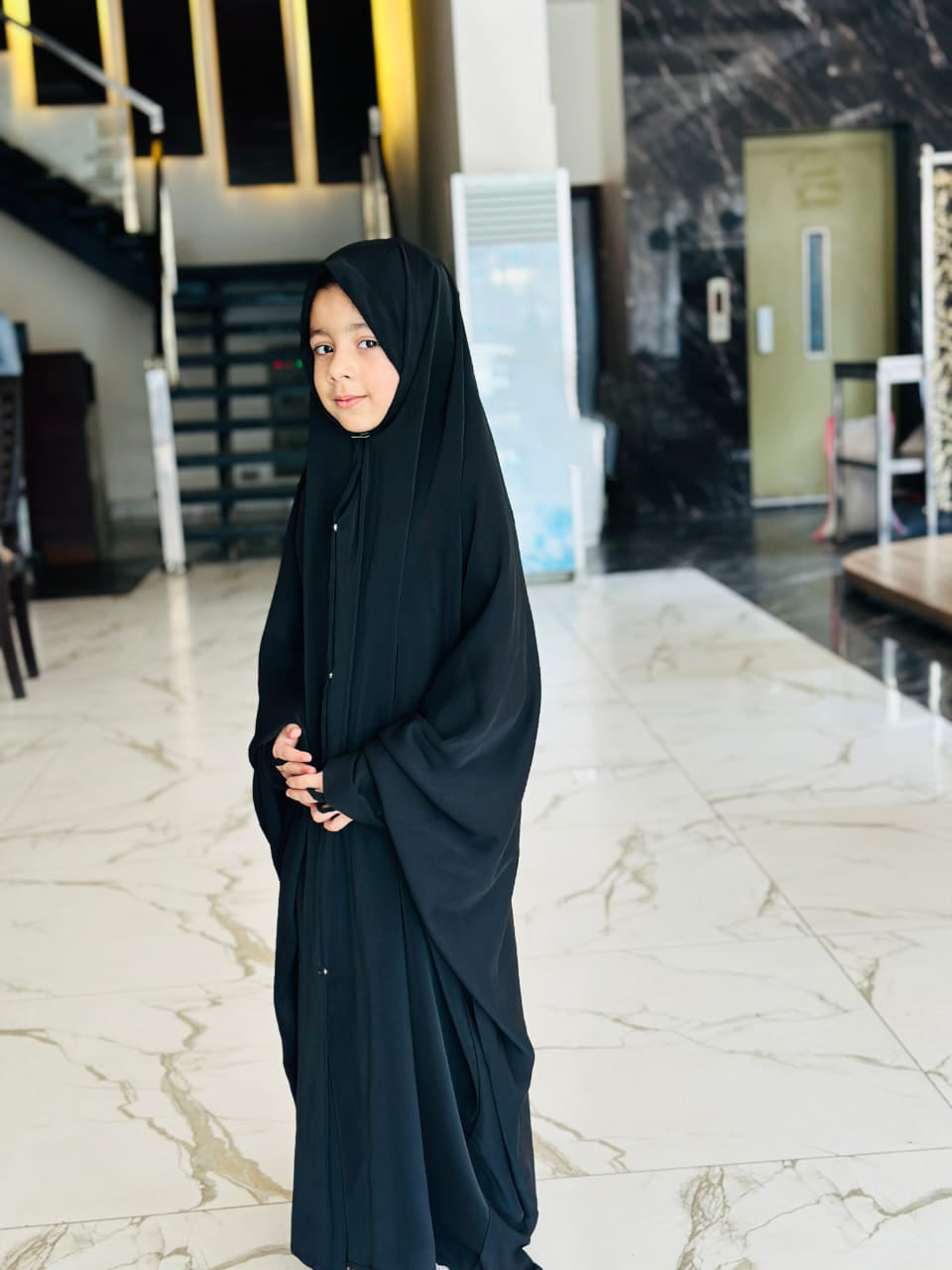 Kids Iraqi Chadar Abaya for Girls | Premium Nida Fabric Hijab | Ages 6–14