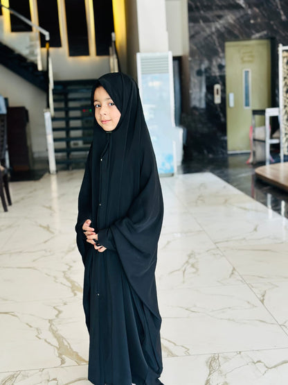 Kids Iraqi Chadar Abaya for Girls | Premium Nida Fabric Hijab | Ages 6–14