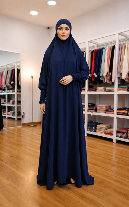French Jilbab – Wool Peach (Dual Georgette) | Summer-Friendly | Free Size | 59” Front, 78” Back Length