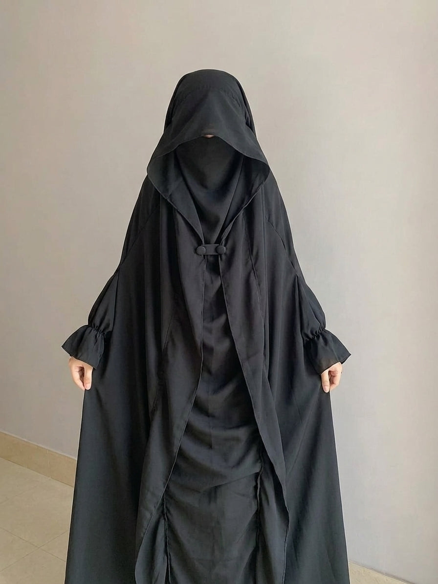  Saudi Jilbab Abaya saudi jilbab  Head to bottom [67 inch front] [72 inch back]  Suff peach nida
