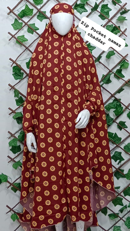 [Zip Pocket Namaz Chadar] Stylish and Comfortable  (Available in Different Prints)"
