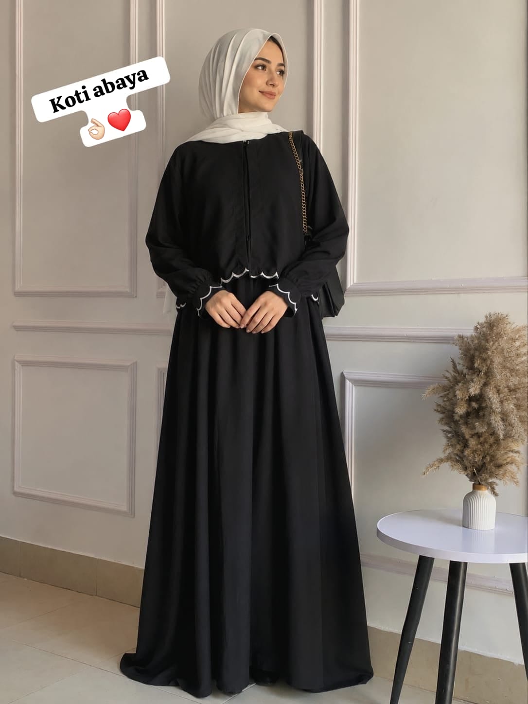"2-Piece Coati Inner Abaya Set for Women – Peach Modest Wear | Stylish Short Coat Abaya with Flare Inner