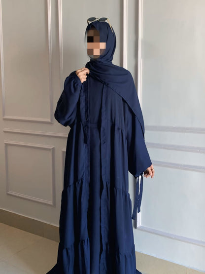 5-Piece Abaya Set with Niqab, Belt & Scarf – Premium Dual Georgette