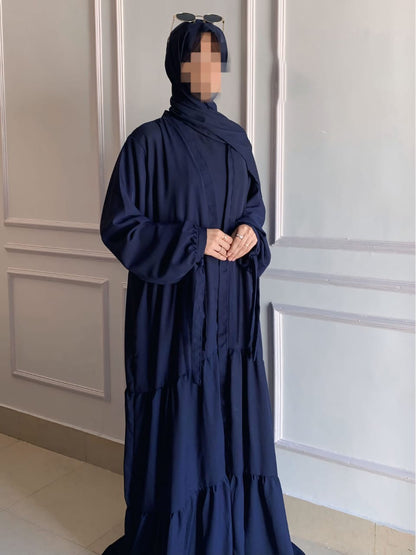 5-Piece Abaya Set with Niqab, Belt & Scarf – Premium Dual Georgette
