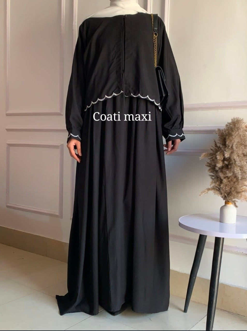"2-Piece Coati Inner Abaya Set for Women – Peach Modest Wear | Stylish Short Coat Abaya with Flare Inner