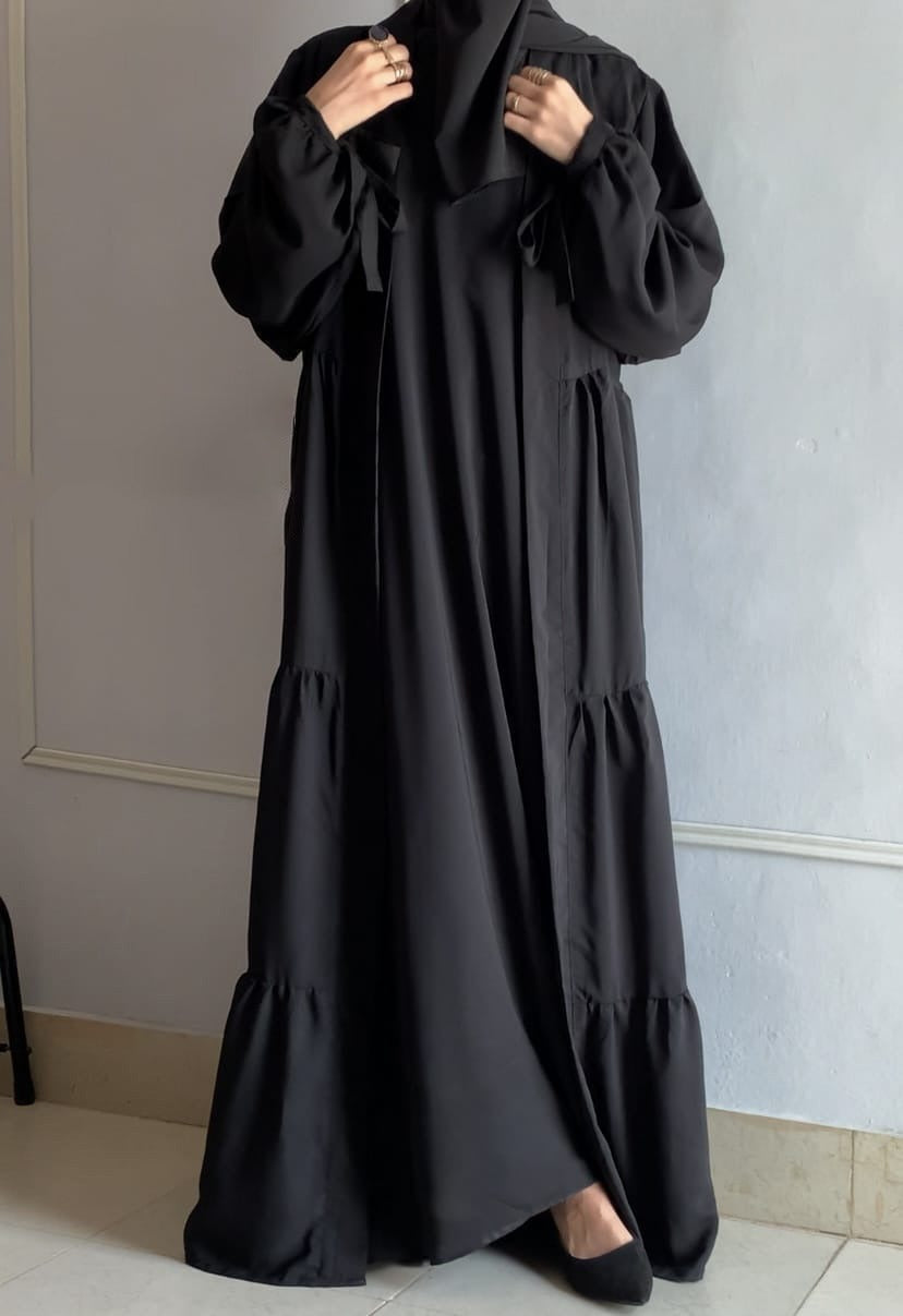 5-Piece Abaya Set with Niqab, Belt & Scarf – Premium Dual Georgette