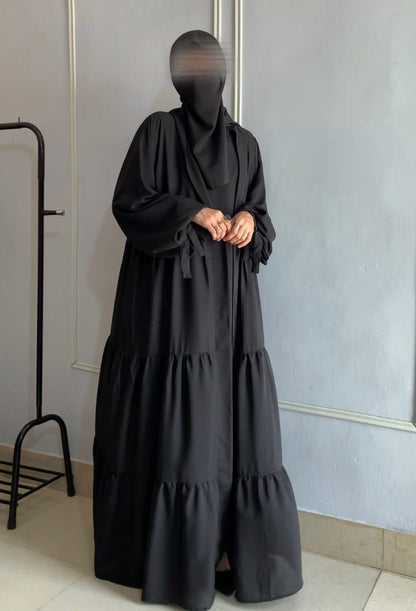 5-Piece Abaya Set with Niqab, Belt & Scarf – Premium Dual Georgette
