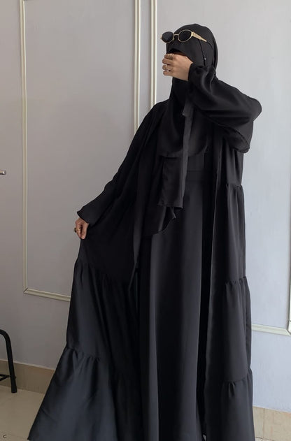 5-Piece Abaya Set with Niqab, Belt & Scarf – Premium Dual Georgette