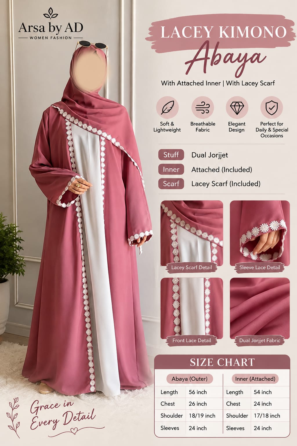 Lacey Kimono Abaya